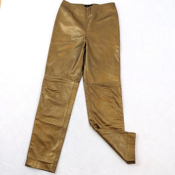 Champaign Gold 100% Lamb Leather Pants - Picture 1 of 13
